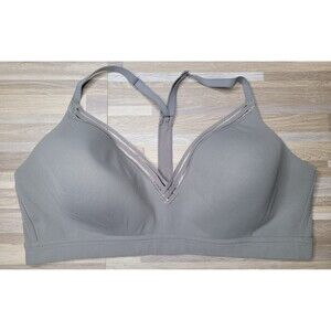 2017 Athleta Gray T Racerback Pull On Sports Bra Cross Lightly Padded Size XL